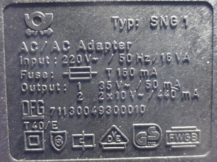 Technische Daten zum Netzteil